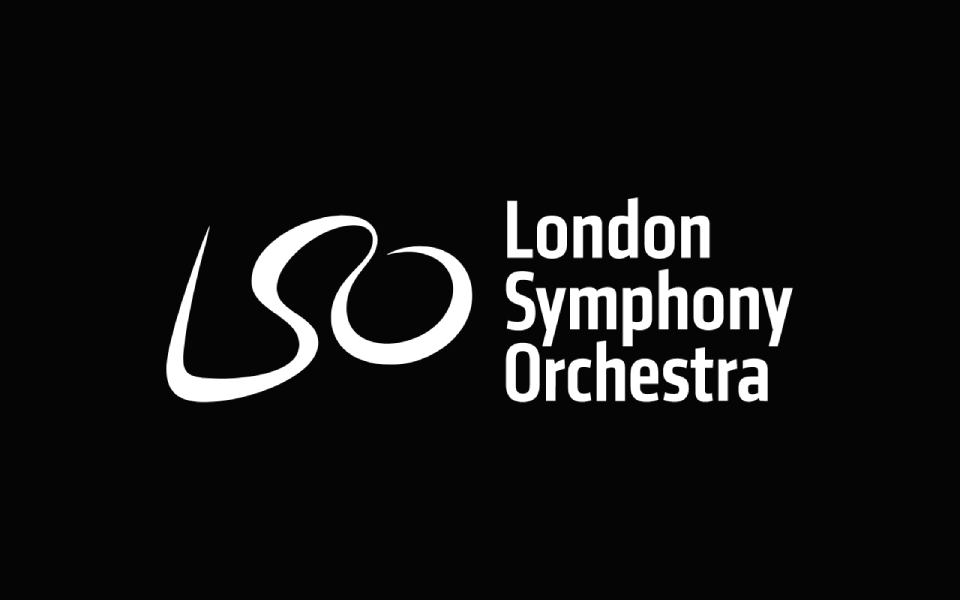 London Symphony Orchesta logo in white displayed on black background